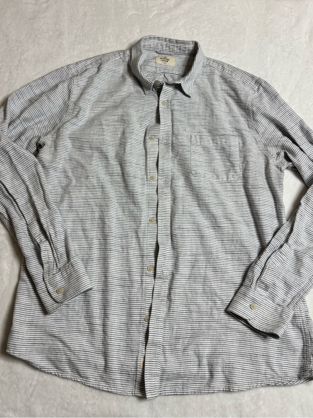 Marine Layer Gray & White Thin-Striped Button-Down Shirt